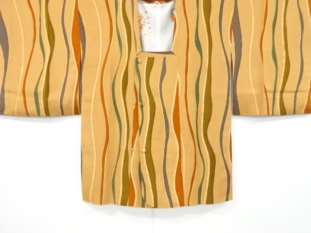 JAPANESE KIMONO / VINTAGE MICHIYUKI COAT / SILK / ABSTRACT STRIPE